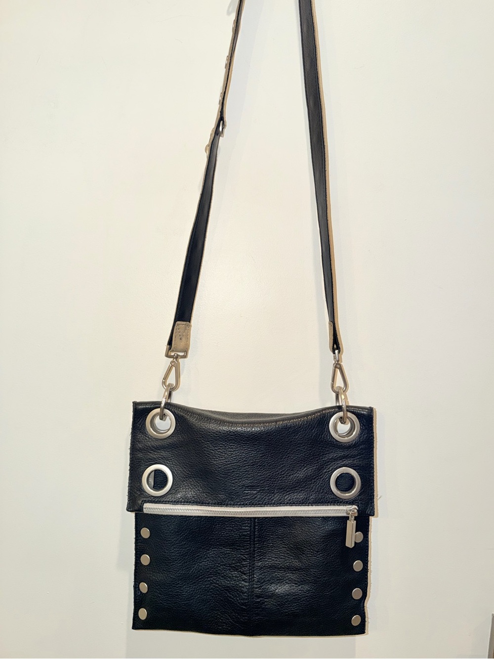Hammitt LA Montana Black Leather Tan Suede Large Reversible Crossbody Bag - Picture 2 of 16